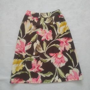Silk cotton pink tropical garden floral skirt